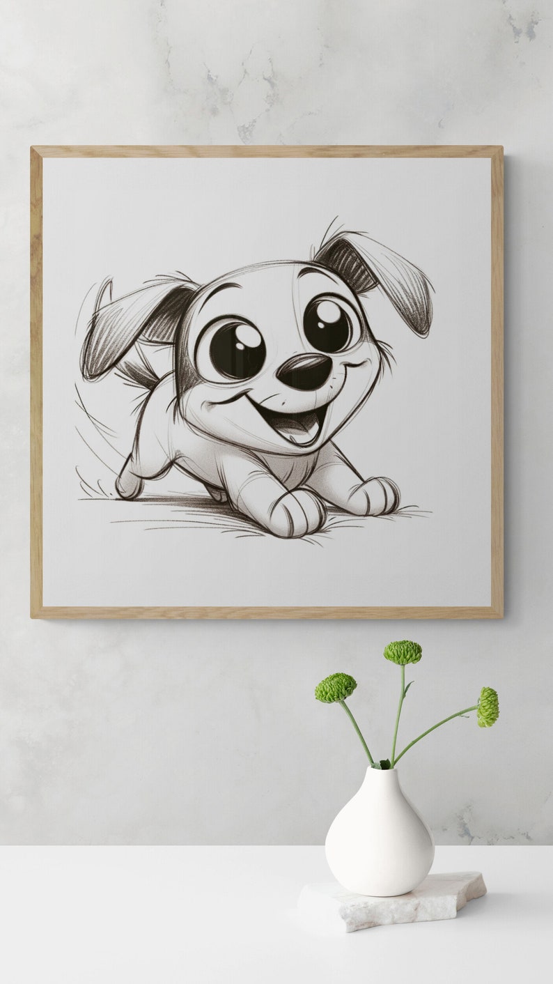 Funny Dog Sketch Prints, Whimsical Canine Art (digital Download) - Etsy