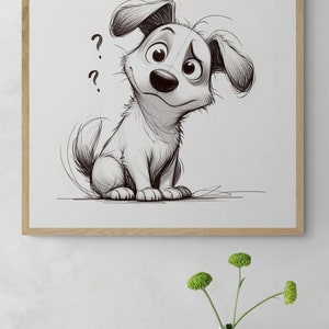 Bocetos de perros divertidos y juguetones, conjunto de grabados de arte de pared, carteles caninos divertidos para la sala de estar y la habitación de los niños, ilustraciones de perros caprichosas,