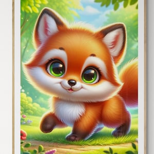 Baby Fuchs Kinderzimmer Print - Waldtier Wand Kunst, Gender Neutral Kinderzimmer Dekor, Digital Download Poster