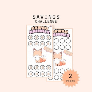 A6 Kawaii Animals Fox Low Income Savings Challenge, Money Savings, Mini Money Tracker, Mini Savings, Save 80, Custom, Roll and Save