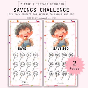 Savings Challenge Card DIY Candy Sweets Savings Game Candy A6 Budget Binder Digital Download PDF