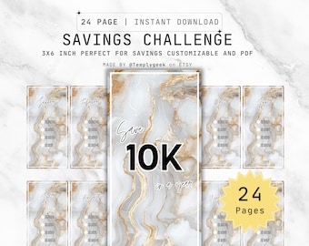 10K Budget Savings Challenges Save 10000 a Year | 10k Savings Challenge Budget | 10000 Dollar Tracker | Customizable Money Tracker | Savings