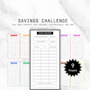 Cash Envelope Inserts Printable PDF Money Tracker Budget Planner Cash Envelope Tracker, Spending Tracker Expense Log 3&quot; x 6&quot; A4 A6