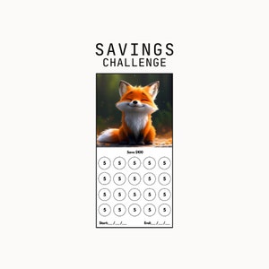 Cute Animal Savings Challenge| Mini Challenges | For A6 Envelopes | CUTE FOX | Colorable | 100