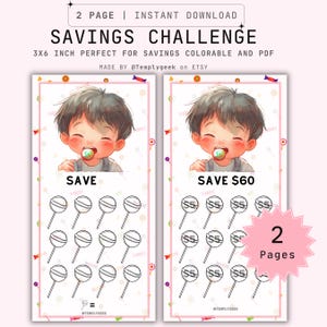 Savings Challenge Card DIY Candy Sweets Savings Game Candy A6 Budget Binder Digital Download PDF