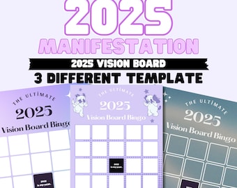 Manifestatie 2025 | Vision Board-bingo | Manifestatiecadeau | Manifest nieuw huis | Geld manifesteren | Liefde manifesteren | Succes manifesteren |