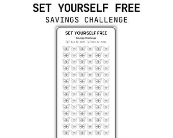 Set Yourself Free Butterfly Savings Challenge, Cash Stuffing System, DIY Laminate Reuse Finance Template, Easy Budgeting and Money Goals