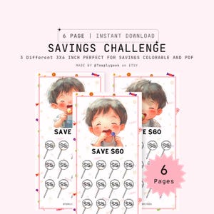 3 Savings Challenge Card DIY Candy Sweets Savings Game Candy A6 Budget Binder Digital Download PDF 60 Dollar Customizable