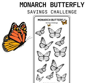 Monarch Butterfly Savings Challenge Printable, Butterfly, Any Budget, For A6 Cash Envelopes, Fun