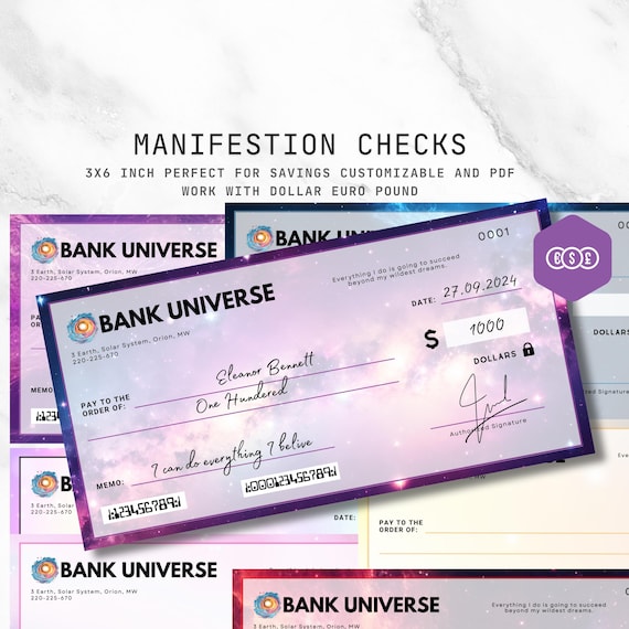 Manifestation Checks | Manifestation Gift | Manifest New Home | Manifest Money | Manifest House | Manifest Success | Dollar Euro Pound
