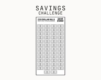 20 Dollar Bill Fund Savings Challenge | For A6 Envelopes | Save 1000 | 20 Dollar Bill Savings Challenge