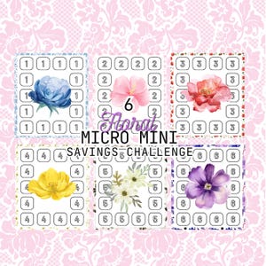 Tiny Floral Savings Challenges ~ 252 In Total Savings ~ Low Budget ~ Printable PDF