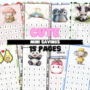 15 Lovely Mini Savings Challenges, Kawaii Challenges Bundle for A6 Binder, Valentine's Day Budgeting, PDF, Digital Download, Envelope