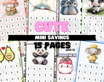 15 Lovely Mini Savings Challenges, Kawaii Challenges Bundle for A6 Binder, Valentine's Day Budgeting, PDF, Digital Download, Envelope