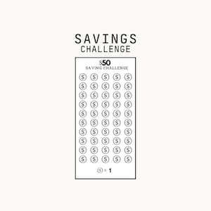 Coin Dollar Savings Challenge Printable for Cash Stuffing | A6 | Instant Digital Download | Mini Savings Challenge | 50, 250, 500, 1000