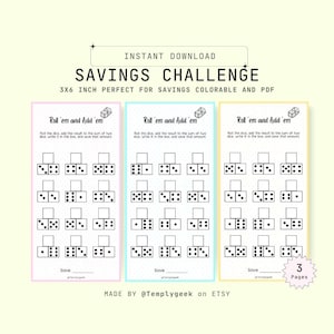 Roll'em and Add'em | Printable Roll The Dice Savings Challenge Game, Money Savings Challenge, Dice, Instant Download, Printable, PDF