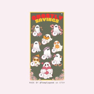 Cute Ghosts Savings  | Printable | Cash Stuffing | A6 | Low Budget | Digital Download | Mini Savings Challenge | 45 Custom Colorable