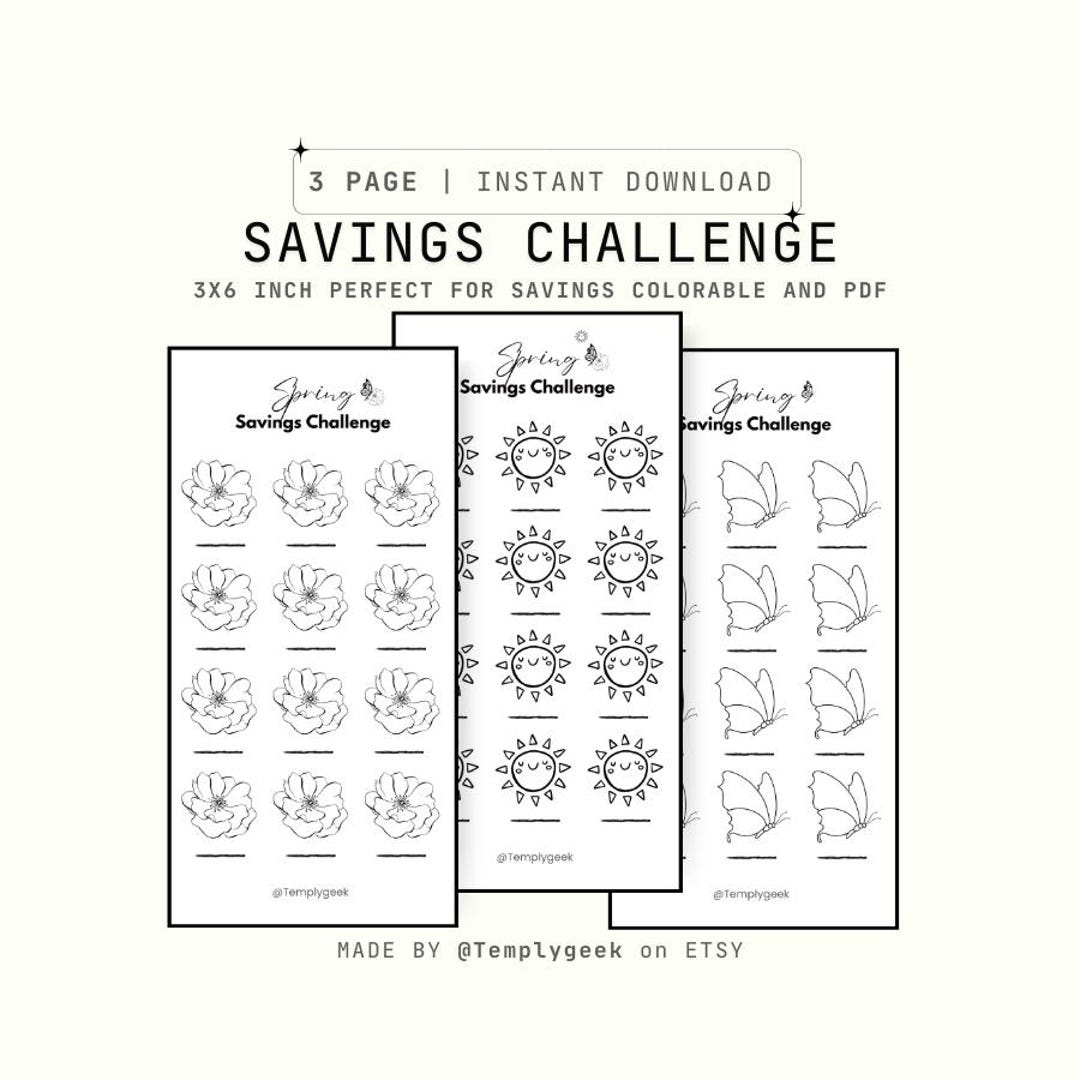 Spring Can Tracker Spring Theme Savings Challenge Tracker Bundle, A6, Printable, Money ...