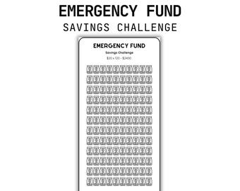 Emergency Fund Savings Challenge, Save 2400 by Cash Stuffing, DIY Laminate Template, Easy Budgeting, Money Goal, Personal Planner Insert