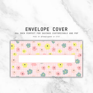 Cash Placeholders Printable Dashboards Envelope Cover Inserts for A6 Envelopes, Cute Pink Floral, Budget Binder, Digital Download, 3" x 6"