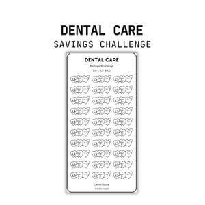 May include: A black and white printable sheet with a savings challenge tracker. The tracker features 90 tooth-shaped icons arranged in a grid. The text "DENTAL CARE Savings Challenge $10 x 90 - $900 Let'em shine @TEMPLYGEEK" is printed at the top and bottom of the sheet.