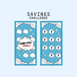 SAVE 50 Love Comic Themed Style Savings Challenge Low Income Friendly Fun Savings Cash Stuffing Matching Cash Envelope Wallet A6
