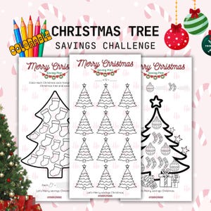 Printable Christmas Savings Tracker 2024 - 2025  Christmas Tree Coloring Themed Savings - Digital Download - Customizable - Euro Dolar Pound