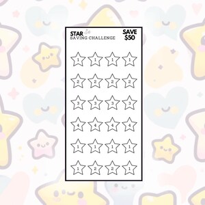 Star Savings Challenge Printable for Cash Stuffing | A6 | Instant Digital Download | Mini Savings Challenge | 50, Custom
