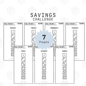 Roll The Dice Savings Challenge | Roll N Save | Printable for Cash Stuffing | A6 | Dice Saving Game | Roll The Dice | Low Budget Weekly