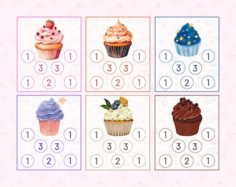 Kawaii Tiny Cupcake Savings Challenge | Printable | Low Income Savings | PDF Digital Download | 6 Blank and 6 Numbered