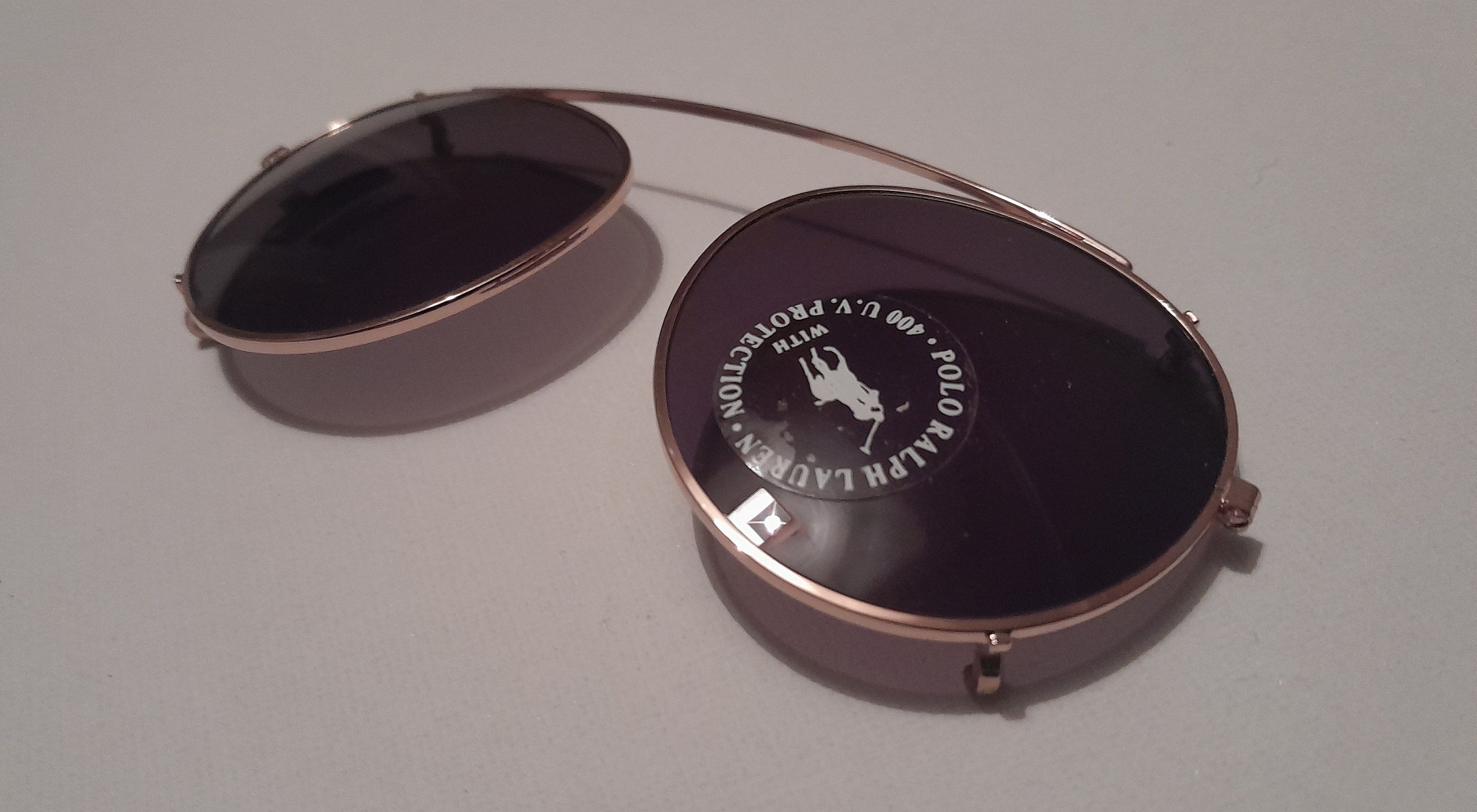 Extremely Rare Vintage Polo Ralph Lauren Clip on Sunglasses Size 49 19 Gold Framed Safilo Group Dark Brown Pilot Aviator Lens Hard to Find Etsy