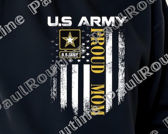 Vintage U.S. Army Mom, Proud Military Family Graphic, Soldier Support PNG, Army Mom Gift Design, Digital File