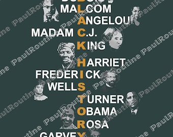 Black History Month Png, Celebrate Black School History Human Right Leader Png, Black Historical Icons, Digital File