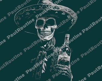 Skeleton Tequila Mexico Dia De Los Muertos Mexican PNG, Day Of The Dead Tequila PNG, Dia De Los Muertos Skeleton Graphic PNG, Digital file