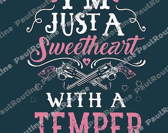 Sweetheart With a Temper Png, Western Cowgirl Tee with Boots, Country Girl Attitude Png, Rodeo Sweatshirt Gift, Digital file