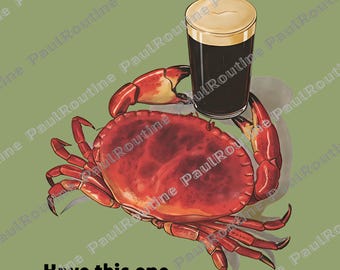 Guinness Crab Vintage Graphic PNG, 90s Crab Dunk Tank PNG, Funny Seafood Lover PNG, Retro Foodie Design, Digital File