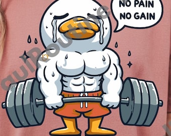 No Pain No Gain Duck Gym Png, Motivated Gym Png, Fitness Hoodie for Workout Enthusiasts, Weightlifters, Bodybuilding Tee, Digital file