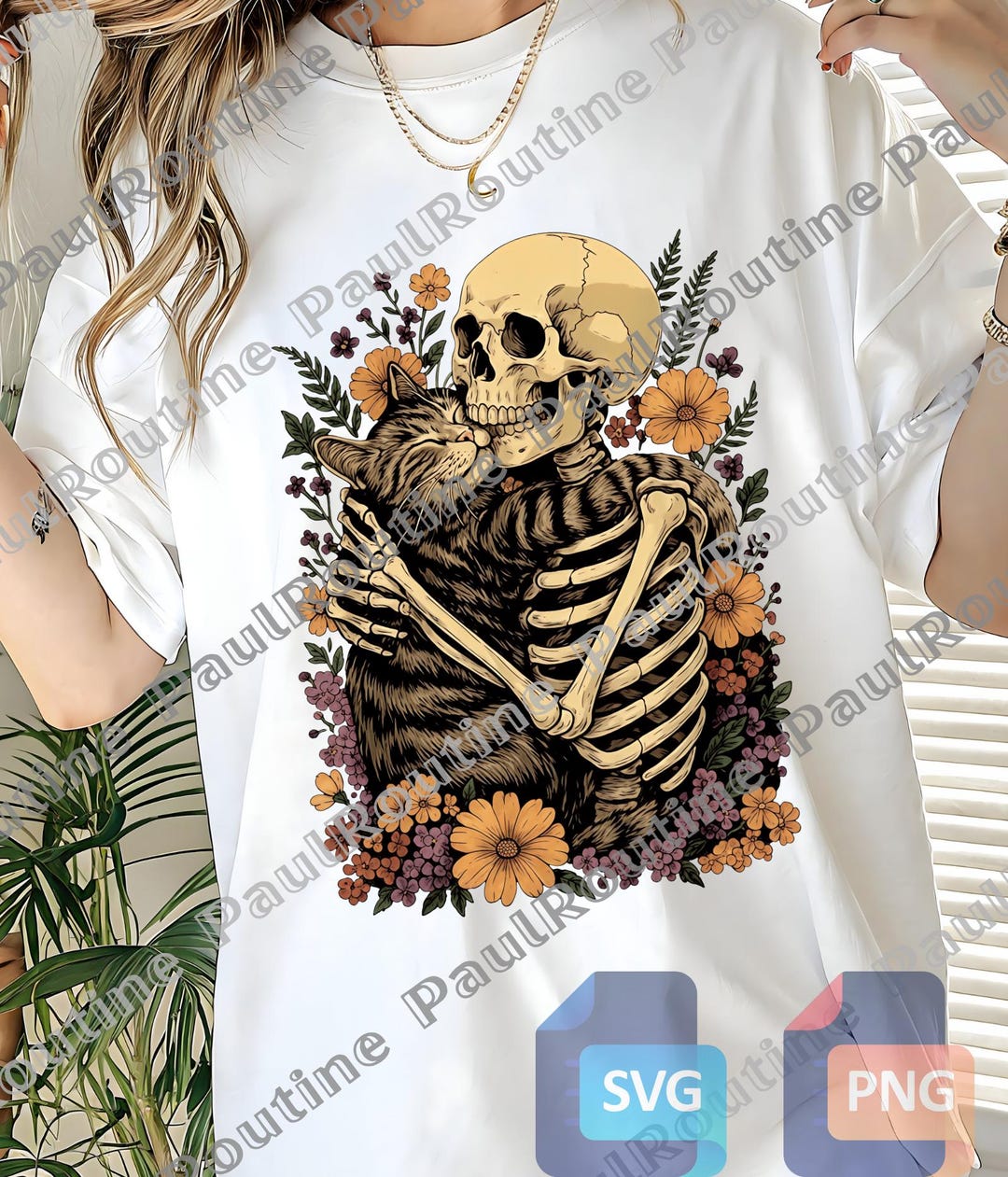 Skeleton Cat Vintage Graphic Png, Halloween Skeleton Hugging Cat Png ...
