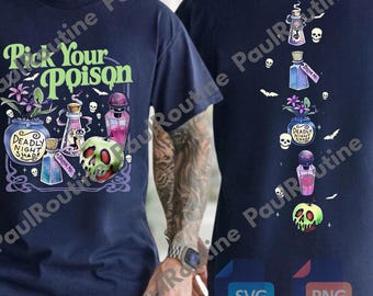 Pick Your Poison Png, Princess Halloween Png, Villains Cartoon Shirt, Spooky Season Shirt, Retro Halloween Shirt, Digital file