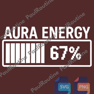 The image is a graphic design featuring the text "Aura Energy" and a bar graph with the percentage "67%" displayed.