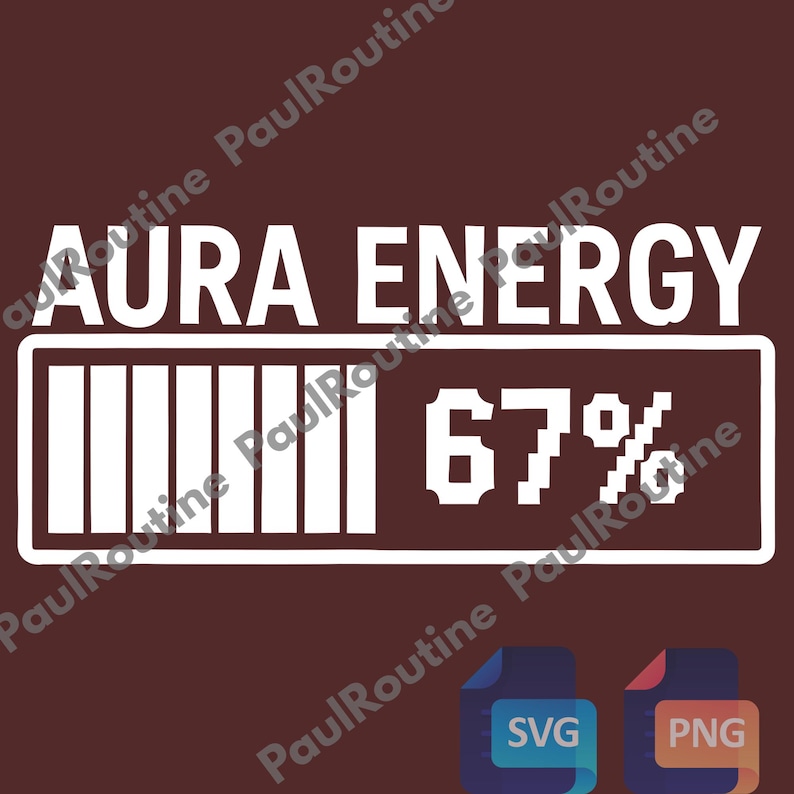 The image is a graphic design featuring the text "Aura Energy" and a bar graph with the percentage "67%" displayed.