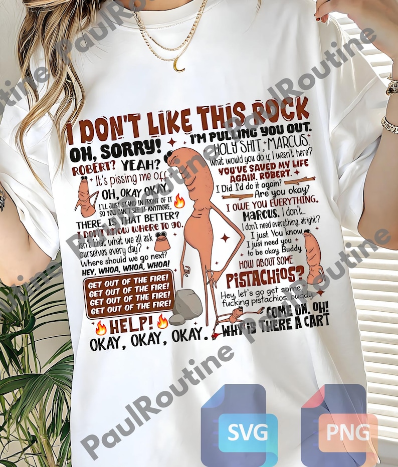 a white t-shirt with a humorous text and cartoon-style illustration of a person.