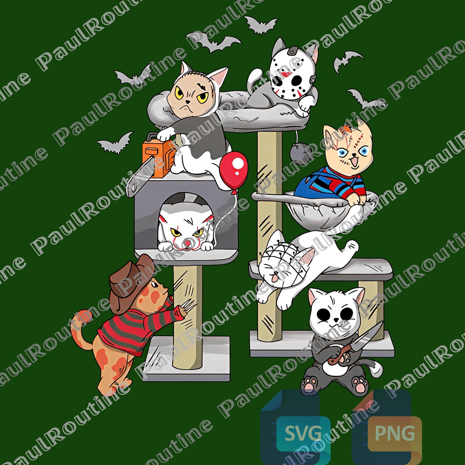 Funny Horror Cat PNG, Movie Character Cats Design, Scary Kitty Graphic ...