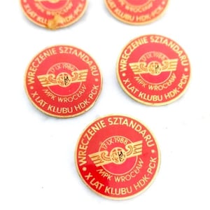 Polish Red Cross 5 lacquered pins Original from 1988 for blood donors HDK PCK