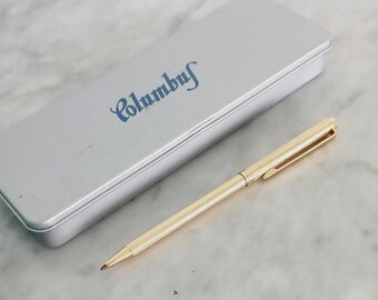 COLUMBUS Slim KUGELSCHREIBER vergoldetes Original in Geschenkbox