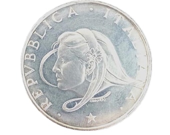 イタリア硬貨 500リラ イタリア銀行創立100周年記念 | 女性の頭部