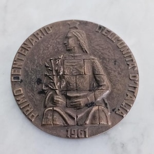 Centanario Unità Italia bronze medal paperweight 100TH ANNIVERSARY UNITY of ITALY Palazzo Carignano Torino 1961 Engraved Righetti & Johnson