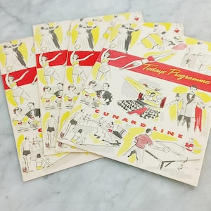CUNARD CRUISE Line 4 Programmes of events RMS Queen Mary transatlantic ship Cruise Voyage New York Southampton October 1951