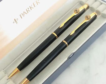 Parker Insignia Black & Gold Ballpoint Pen - Etsy
