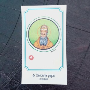 Heilige Zachary Zaccaria paus uit Santa Severina Sicilië votief heilige afbeelding relikwie reliekschrijn ex indumentis uit Vaticaanstad met stempel kaart